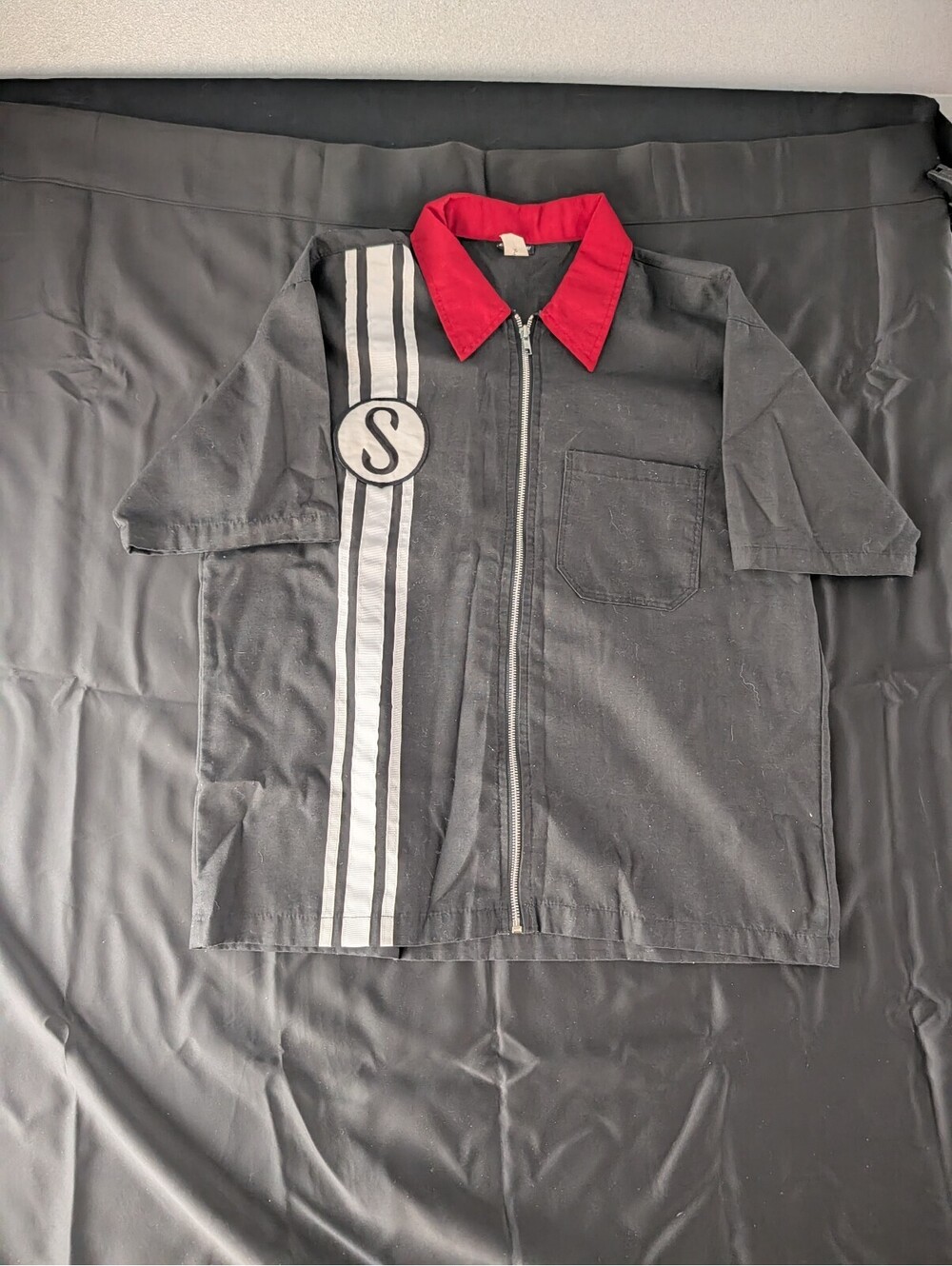 Vtg Schwinn Racing USA Zip Front Mechanic Bike Shop Work Shirt Mens M Chrome